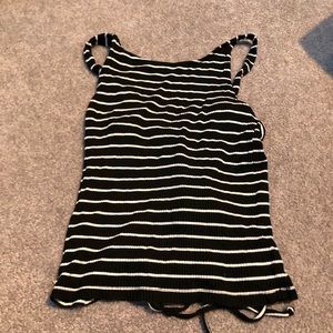 AEO striped tank lace up back
